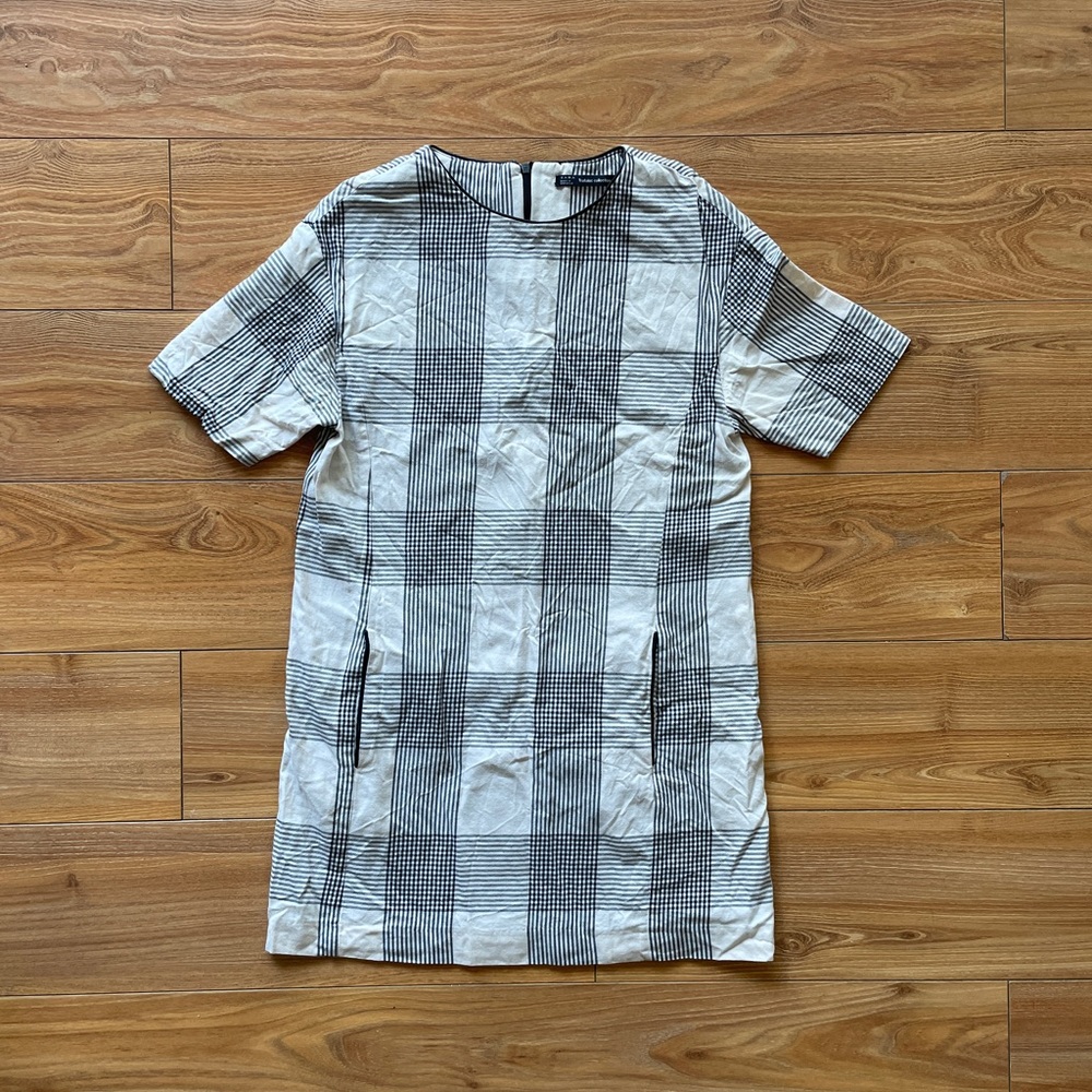 Zara Plaid Shift Tee Shirt Dress